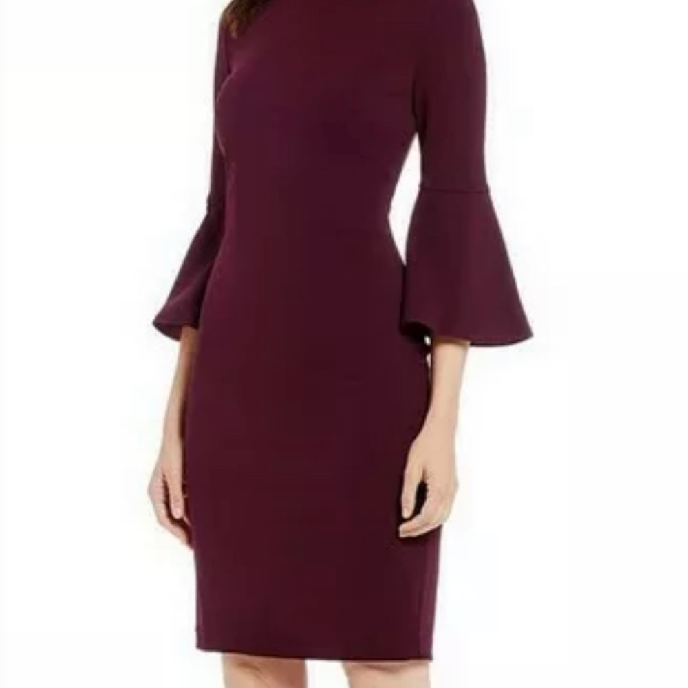 Calvin Klein 3/4 Bell Sleeve Sheath Dress